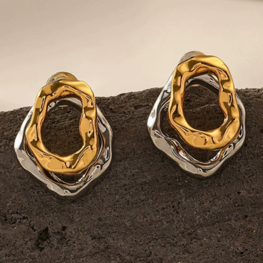 Contrast Gold and Silver Designer Earrings