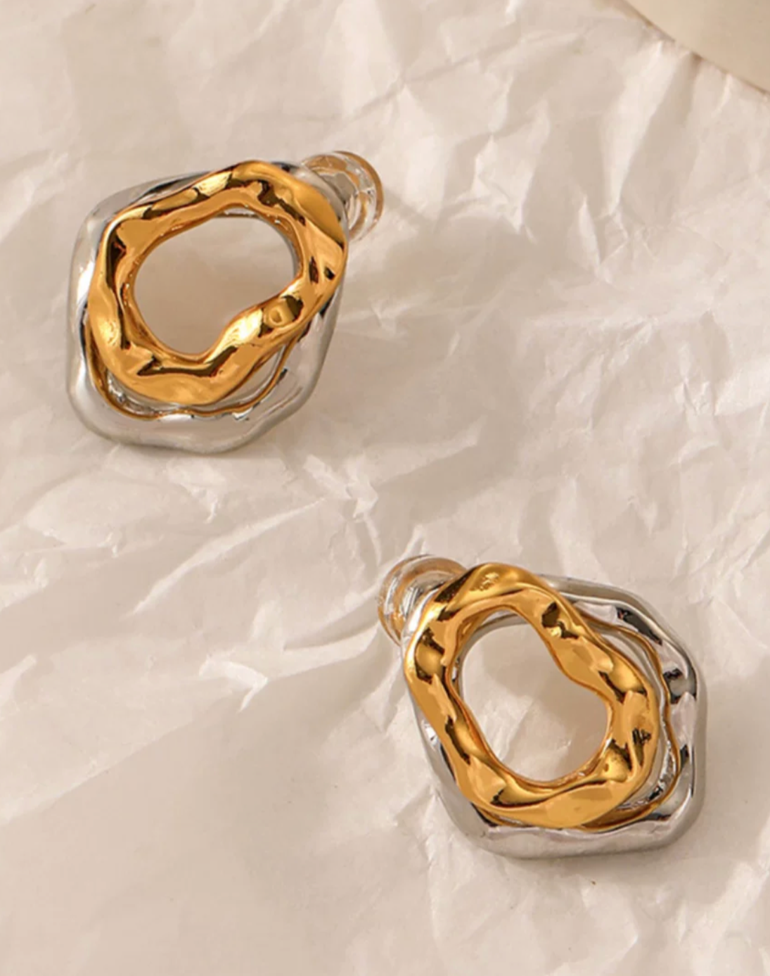 Contrast Gold and Silver Designer Earrings