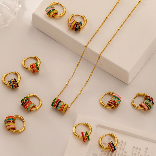 Colorful Hoop Earrings ｜Necklace