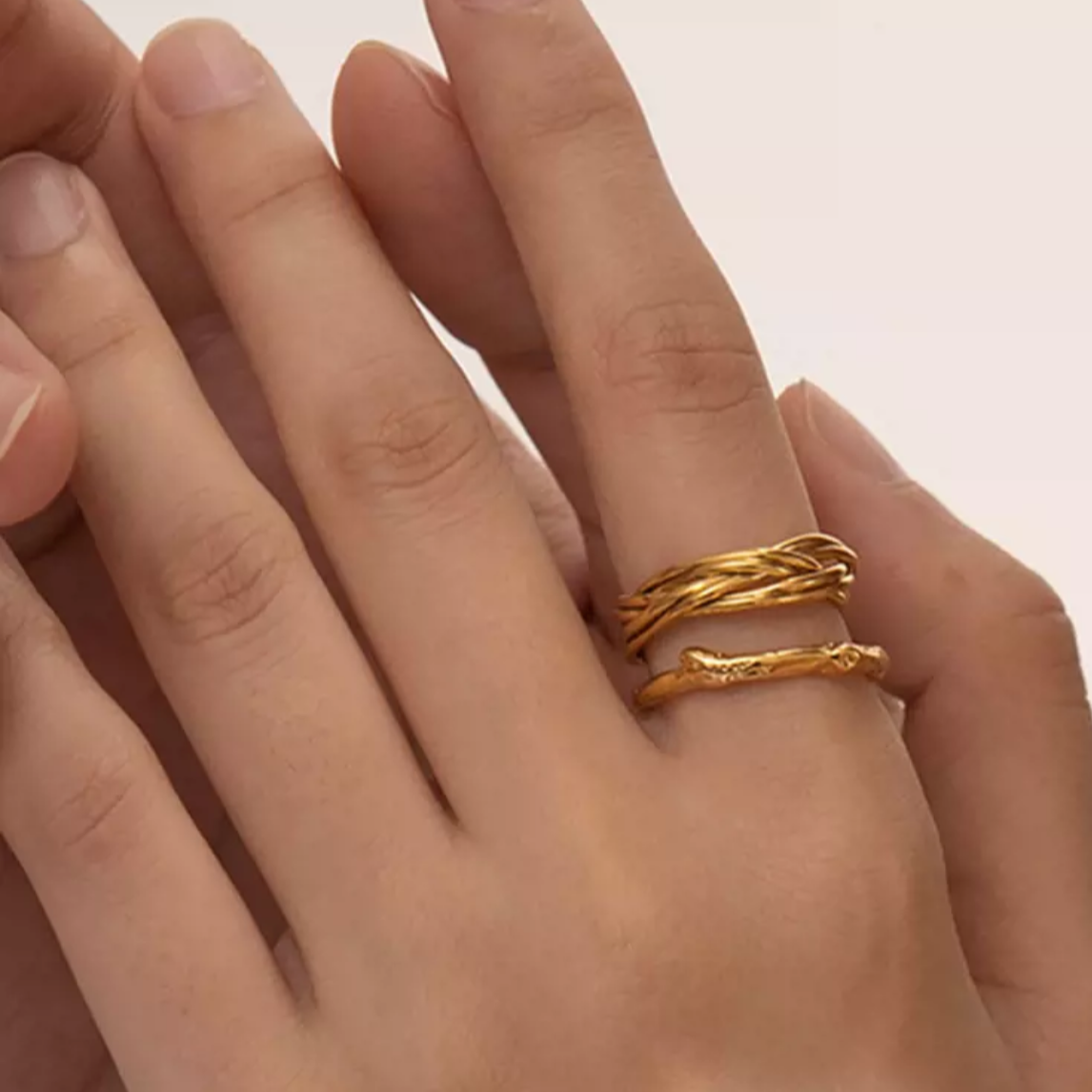 Gold-Plated Bamboo Joint Open Ring