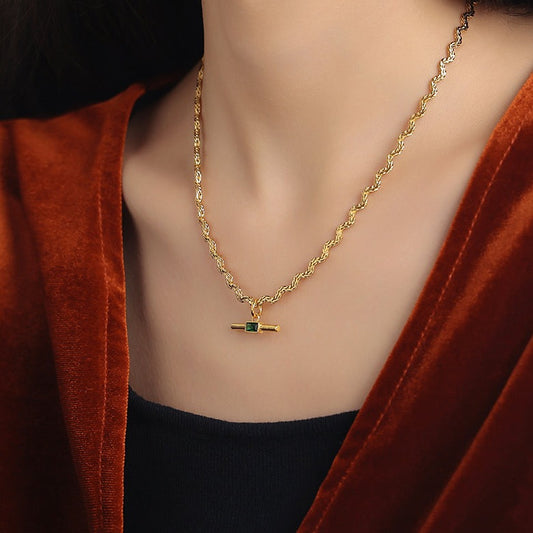Elegant Vintage-Inspired Zircon-Inlaid Necklace - Versatile and Sophisticated Sweater Chain ｜ 42cm/16.54‘