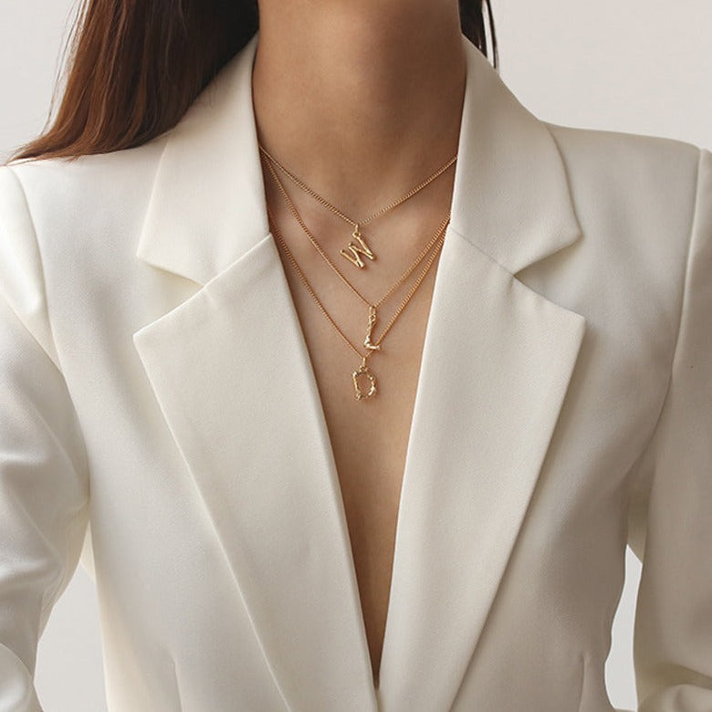 Elegant Gold-Plated Letter Pendant Necklace | 41.5cm/16.3‘