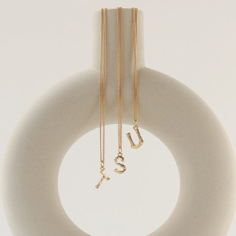 Elegant Gold-Plated Letter Pendant Necklace | 41.5cm/16.3‘